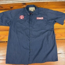 West Coast Choppers Jesse James Mens Work Shirt Embroidered Blue XL GREAT!!!