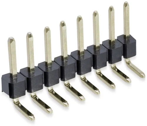 Stiftleiste, 1 x 8, 2,54 mm, gewinkelt, 0,8µ Au (Gold), 5 Stück