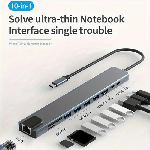 Hub USB-C multipuerto 8 en 1 tipo C a USB 3.0 4K HDMI adaptador para Macbook portátil - Imagen 17 de 24