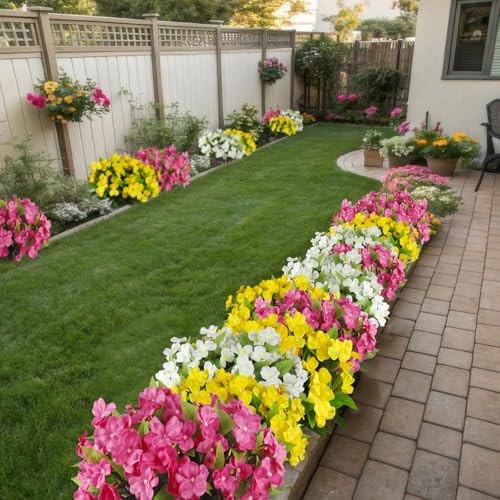 4 Pcs Artificial Impatiens Flowers for Outdoors Silk Impatiens Flowers Yellow - Picture 4 of 7