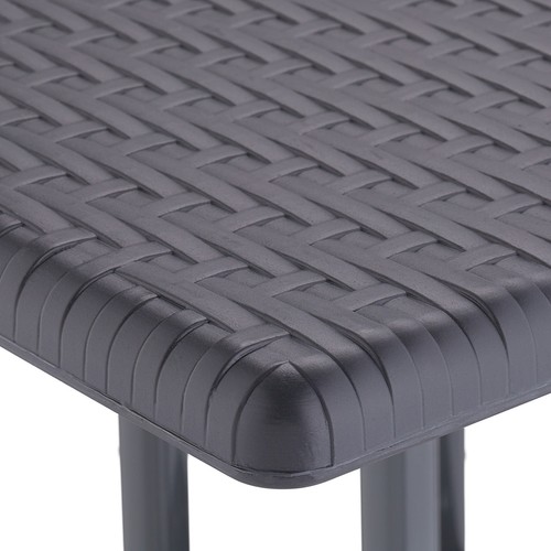 Gartentisch Gartenbeistelltisch Outdoor-Tisch grau 4 Personen Balkon-Tisch - Bild 6 von 7
