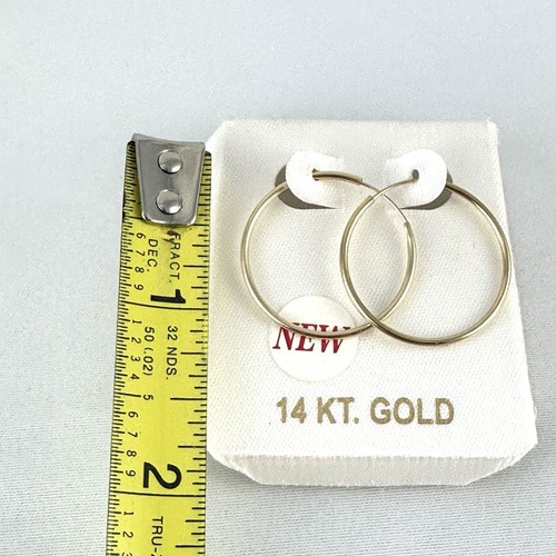 Vintage 14KT Yellow Gold Hoop Earrings .6g - Picture 4 of 6