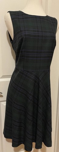 Vestido Talbots Petite Verde Tartán Cuadros Sin Mangas Línea A Talla ~ 12P ~ Hermoso - Imagen 3 de 10