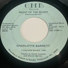 Charlotte Barrett: Night Of The Blues / You Blow My Mind Away 45 - CMB Records