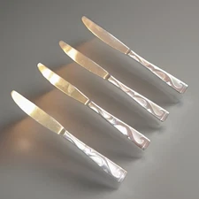 Oneida CHEF'S TABLE HAMMERED Stainless Glossy Flatware Dinner Knives X4 - 9”