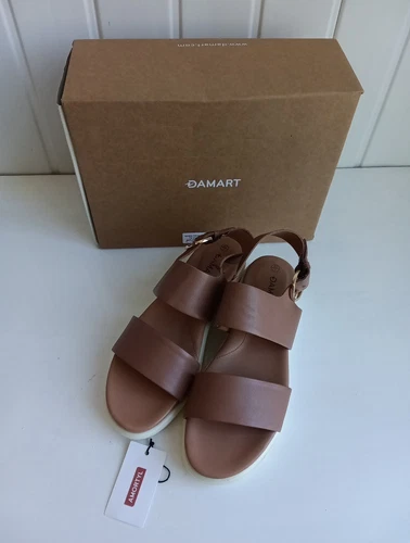Damart Open Toe Loafer Wedge Sandals - Brown & Cream - Size 7 - BNIB (CS)