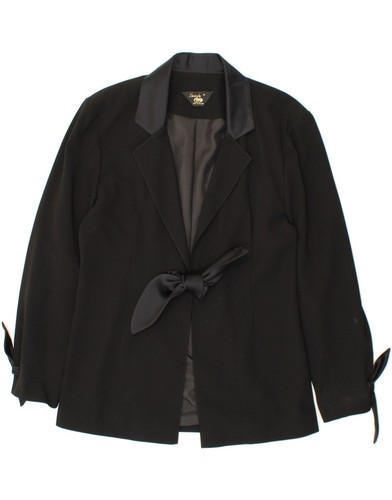 VINTAGE Damen Blazer Jacke UK 14 Medium Schwarz CE02