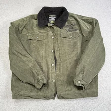 Assholes*s Live Forever Jacket Mens 2XL Green Corduroy Sherpa Lined Embroidered