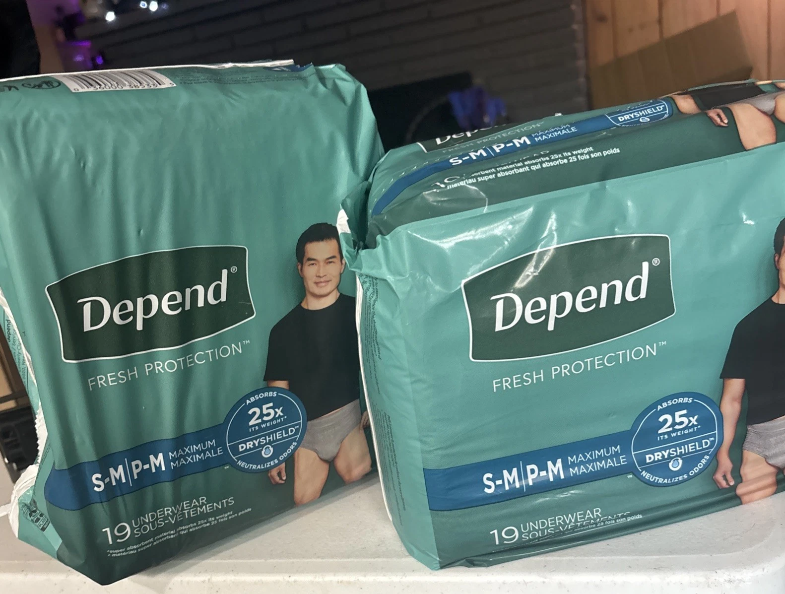 Men’s Depends Fit-flex Protection Maximum Absorbency S-m Lot Of 2