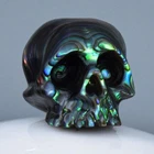 13.08mm Hand-Carved Paua Abalone Shell Human Skull Bead Vertical Drill 1.92g
