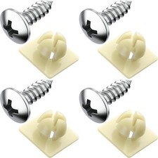 License Plate Screws with Nylon Inserts - Stainless Steel Rust Proof License Pla