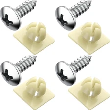 License Plate Screws with Nylon Inserts - Stainless Steel Rust Proof License Pla