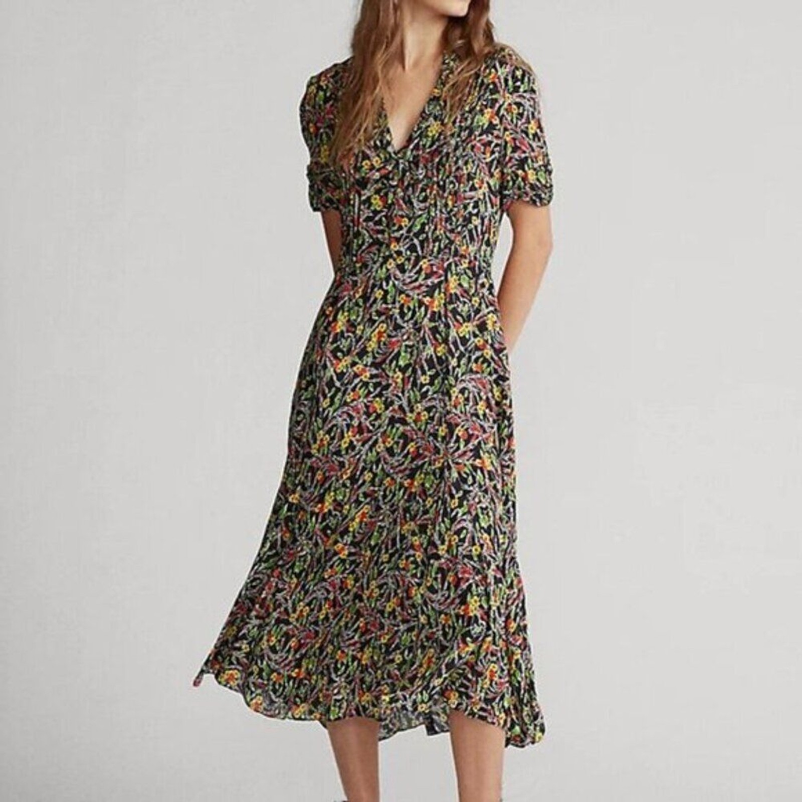 EUC Polo RL Grace Silk Blend Floral Midi Dress 0, XS $398