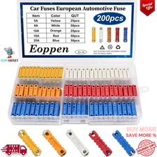 200Pcs Torpedo Fuses European Automotive Fuse Assortment Kit, 5A 8A 10A 16A 25A