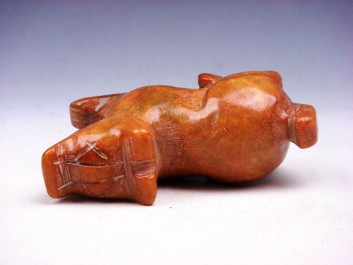 Alter Nephrit Jade Stein geschnitzt Skulptur sitzender FOO HUND LÖWE #01242201 - Bild 5 von 6
