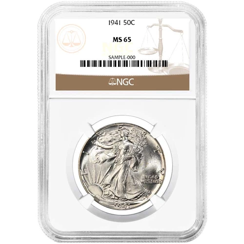 1941 50c Walking Liberty Silver Half Dollar NGC MS65 Brown Label