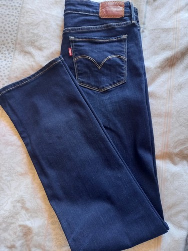 Ladies Levis 714 Straight 30/32 Navy Jeans Excellent Condition