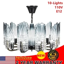 10-Light Modern Elegant LED Crystal Glass Pendant Lamp Chandelier Ceiling Light