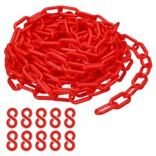Plastic Chain,25 FEET Safety Barrier Chain for Crowd Control, 1/4inch(6mm) Red