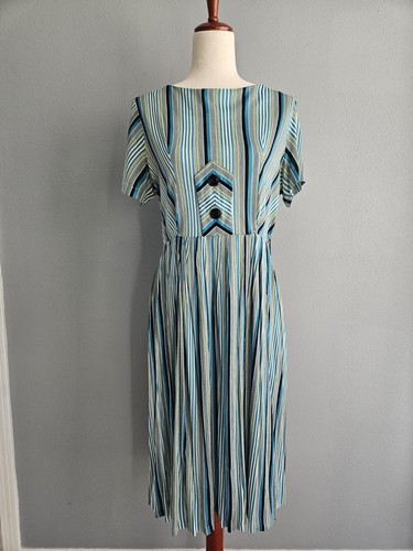 Vintage 50er 60er Jahre Handarbeit Damen gestreiftes Kleid leichte Reparaturen nötig - Bild 2 von 16