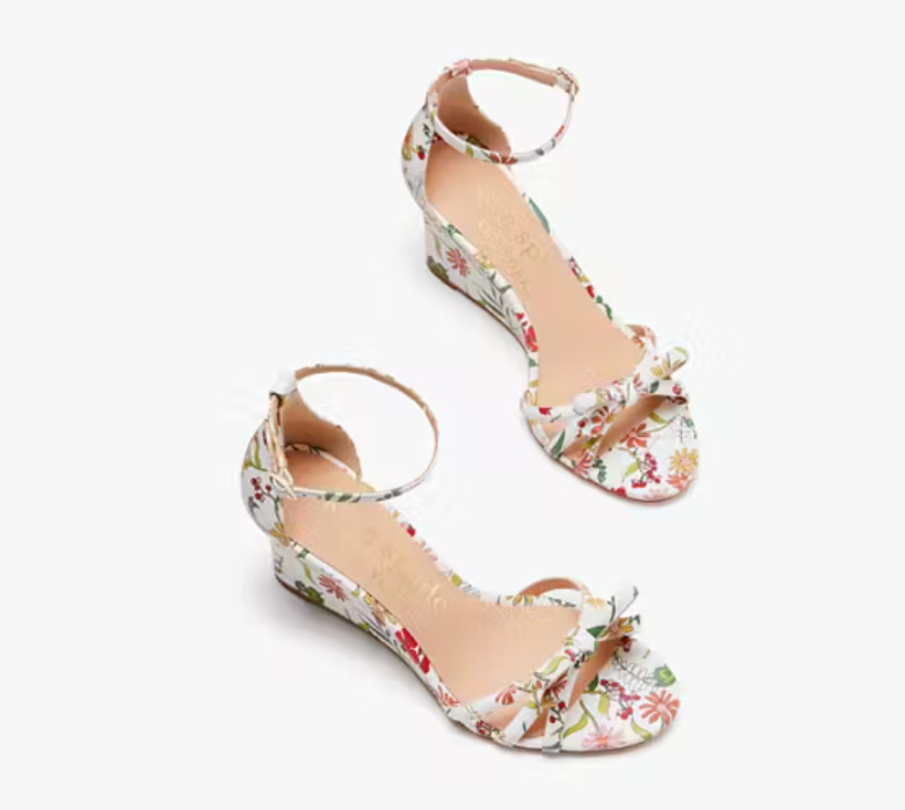 Cuñas Flamencas Kate Spade Blancas Florales Invitadas Boda Verano Resort Talla 6 Nuevas en Caja