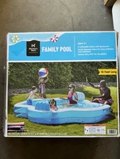 Members Mark Elegant Family Pool 10 Feet Long 2 Inflatable Seats with Backres...