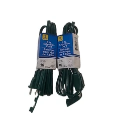 2 Intertek Green 6 Foot Extension Cords - 3 Socket - 16 Gauge - NEW