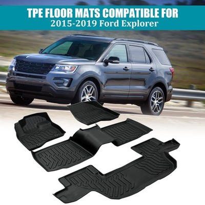 All Weather Floor Mats Rubber Liners For 2015-2019 Ford Explorer (Bench Seating)