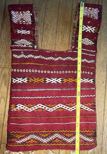 Vintage Marokkanische Marokko Berber Rot Wolle Satteltasche Handgewebt Textil - Bild 12 von 13