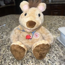 Bobtail Chester Brown Teddy Bear Plush Animal Pig Bell Necklace Bow 12" Tag 2004