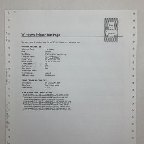 OKI Microline 520 Dot Matrix Printer 9 PIN Tested No Pull Up Assembly or Guide. - Picture 14 of 15