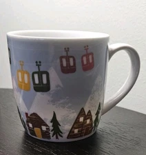 Now Designs Ski Gondola Winter Village Ceramic Mug – 12 oz – Cabin Mountain...
