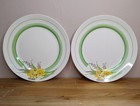 20s 30s Vintage Art Deco Dinner Plates Tams Ware Daffodils Pair X 2 Set Floral