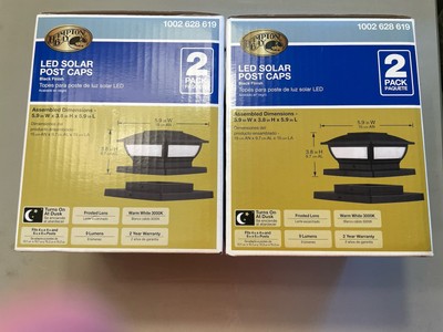 Hampton Bay 3.5 in. x 3.5 in. Black Integrated LED solar (2box of 2)