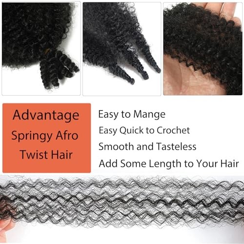 8 Packungen Springy Afro Twist Haar 16 Zoll Vorgetrennt 16 Zoll (8er Pack) 1B - Bild 5 von 7