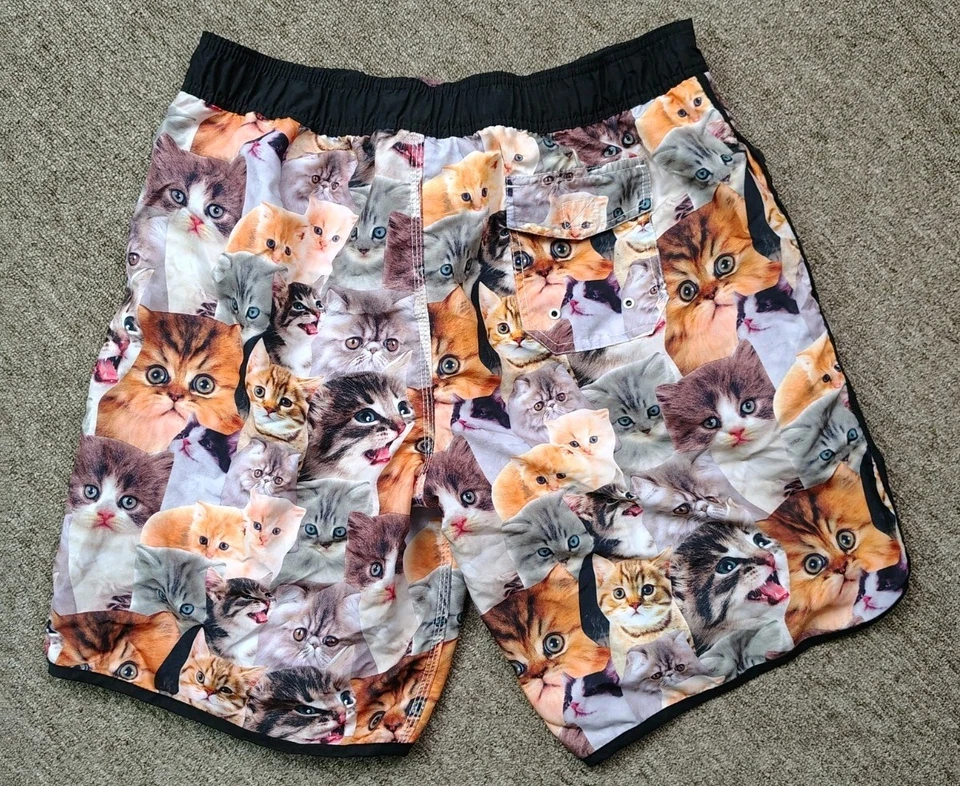 BIOWORLD Swim Trunks Men XL Kittens All Over Print Lined Drawstring Summer Beach - Image 4 of 4