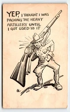 BIG Gun Artillery Postcard USA American Comic Cartoon WWI Military Signed JN 156