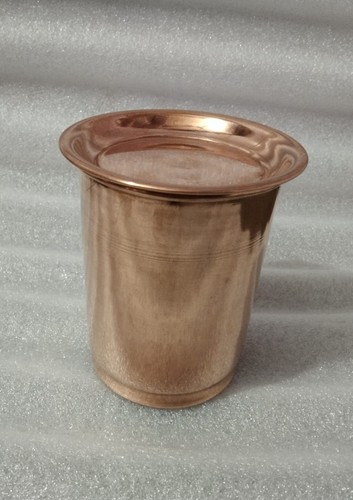 Pure Copper Water Glass Set 1 With Plate Yoga Ayurveda Health Benefits 300 ml - Picture 4 of 6