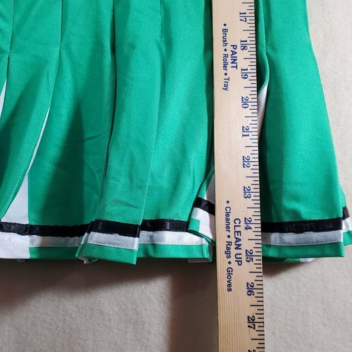 Cheerleading Costume Fits 6-7 Year Olds Green And White with Pom Poms - Picture 8 of 9