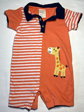First Impressions Baby Boy 18M ROMPER ORANGE NAVY BLUE GIRAFFE EUC