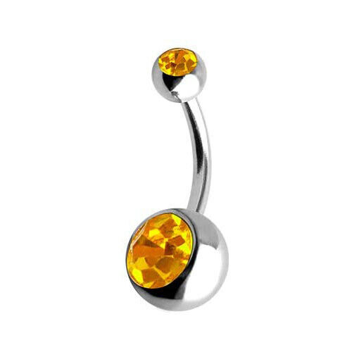 14G Double Gem Belly Bar Surgical Steel Button Navel Body Piercing Jewellery AU - Picture 4 of 5