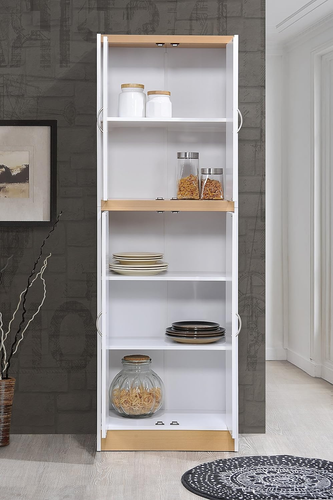 4 Door Kitchen Pantry with Four Shelves, White - Picture 5 of 8