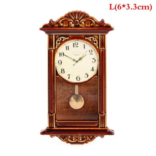 Casa de Muñecas Miniatura Escala 1/12 Accesorios Reloj de Pared Borwn Hogar Metal Muebles - Imagen 7 de 7