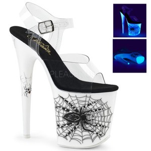 pleaser flamingo 808sw clear neon white spider web platform shoes