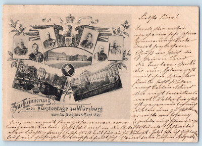 #ad Bavaria Germany Postcard In Memory of the Princes#x27; Days in Wurzburg 1897 $19.47