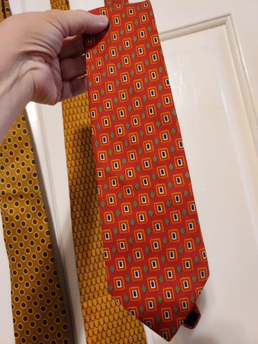 Brooks Brothers 3 Neck Ties ALL Silk Designer VTG Retro Classic USA Orange Yellw - Picture 9 of 16