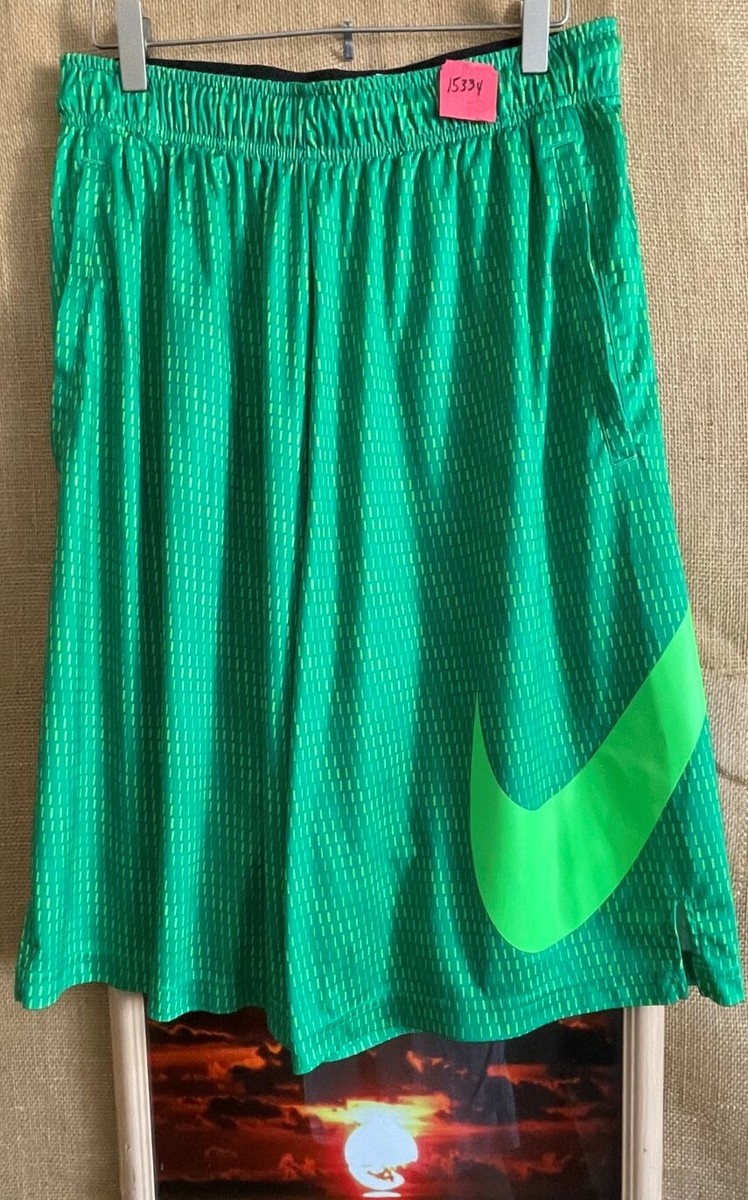 Nike Dri-Fit men's green activewear shorts L polyester pockets | eBay