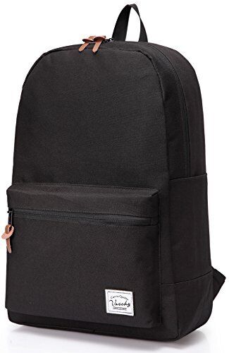 VASCHY School Bag, Casual Lightweight Black Backpack for School 15.6 Inch Laptop - Picture 1 of 5