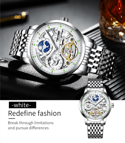 Reloj de pulsera mecánico totalmente automático Tevez moda para hombre - Imagen 12 de 17