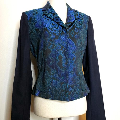 SALE RARE Elie Tahari Jacquard Blazer Paisley Jacket Luxury Metallic Designer - Picture 1 of 9